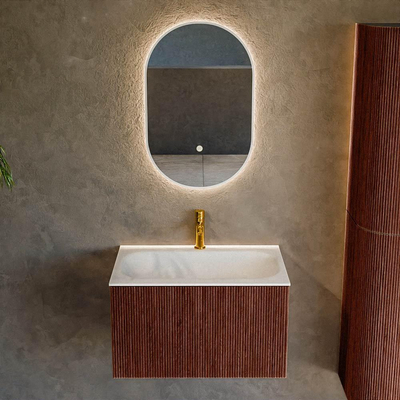 Mondiaz KURVE Badkamermeubelset - 70x46x40cm - 1 lade - wastafel solid surface - midden - 1 kraangat - Ruby