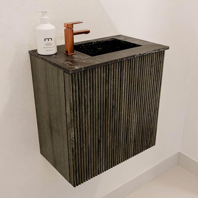 Mondiaz JOYA-DLUX 40cm toiletmeubel - kleur Shadow - Wastafel FAYE positie Rechts 1 kraangat kleur Lava.