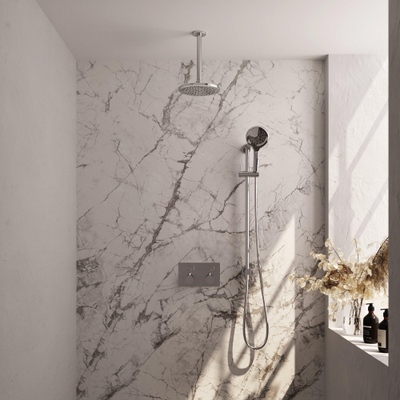 BRAUER Chrome Edition Douche de pluie thermostatique encastrée - boutons-poussoirs - SET 71 - douche de tête 20 cm - bras de plafond - douchette 3 jets - flexible de douche - barre de douche intégrée - chrome