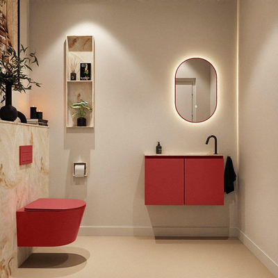 MONDIAZ TURE-DLUX 80cm toiletmeubel Fire. EDEN wastafel Frappe positie rechts. Met 1 kraangat.