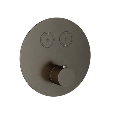 Hotbath Cobber Afbouwdeel inbouwthermostaat - met 2 pushbuttons - glans verouderd ijzer (zwart)