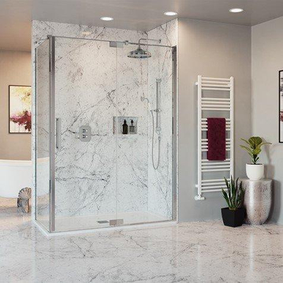 Crosswater Optix 10 Vaste wand - 80x200cm - 10mm veiligheidsglas - voor in profiel draaiende deur - chroom