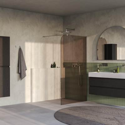 BRAUER Orion Paroi de douche à l'italienne - 120x200cm - verre bronze - revêtement de verre - PVD - inox brossé
