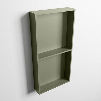 Mondiaz Easy nis 29.5x59.5x8cm voor Inbouw/opbouw 2 open vakken Solid surface Army/Army