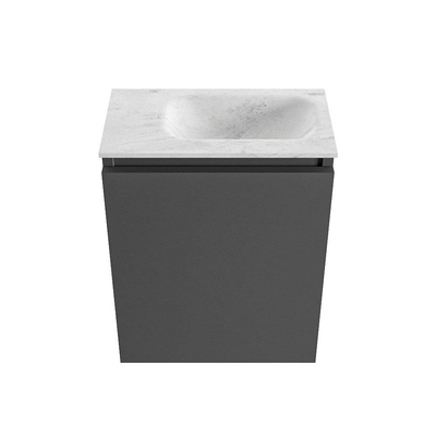 MONDIAZ TURE-DLUX 40cm toiletmeubel Dark Grey. EDEN wastafel Opalo positie rechts. Zonder kraangat.