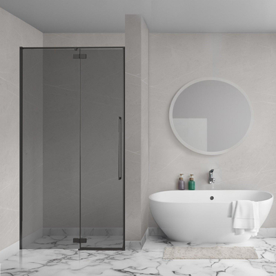 Aqua Vista Oria Linea porte de niche - 100x200cm - incl. kit de montage - verre fumé - noir mat