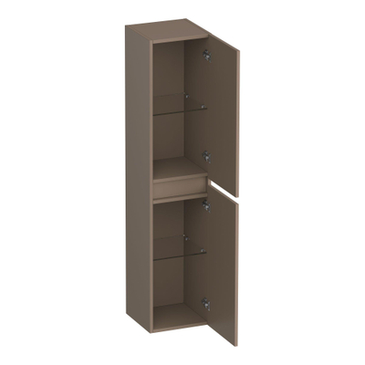 BRAUER Joy Wavy Armoire haute - 160x35x35cm - 1 porte - ouvrant à gauche ou à droite - sans poignée - moka mat