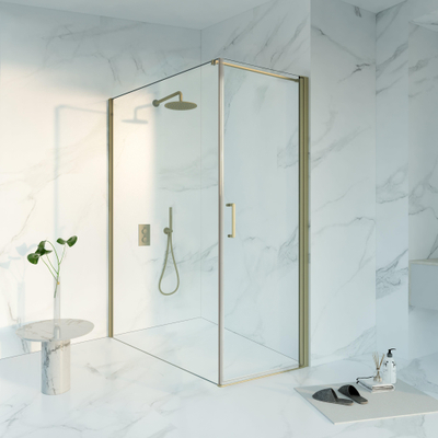 Fortifura Galeria Douchecabine - 70x160x200 - Profiel veiligheidsglas - antikalk - PVD - geborsteld messing (goud)