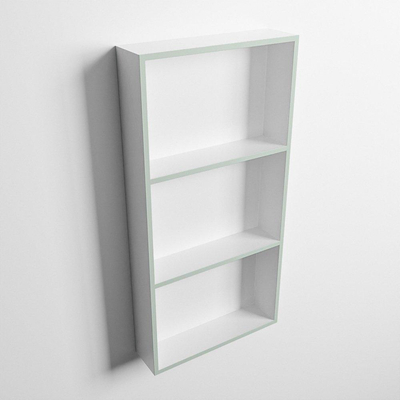 Mondiaz Easy nis 29.5x59.5x8cm voor Inbouw/opbouw 3 open vakken Solid surface Talc/Greey