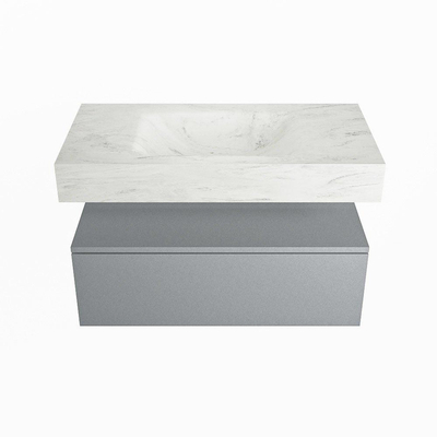 MONDIAZ ALAN - DLUX Badkamermeubelset - 90cm - onderkast - Plata - 1 lade - vrijhangende wastafel - wasbak midden - 0 kraangaten - Opalo