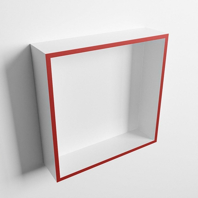 Mondiaz Easy nis 29.5x29.5x8cm voor Inbouw/opbouw 1 open vak Solid surface Talc/Fire