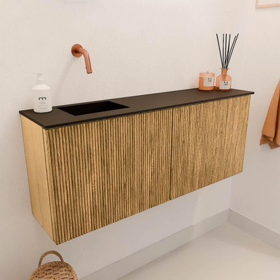 Mondiaz JOYA 100cm toiletmeubel - kleur Oak - Wastafel FAYE positie Links Zonder kraangat kleur Urban.