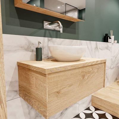 Mondiaz LUSH Meuble salle de bains avec 1 tiroir lavabo BARCO 80x30x45cm Centre sans trou de robinet Washed oak