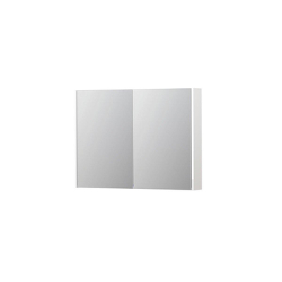 INK SPK2 Spiegelkast - 100x14x74cm - 2 deuren - dubbelzijdige Spiegel - schakelaar en stopcontact - MDF lak wit hoogglans