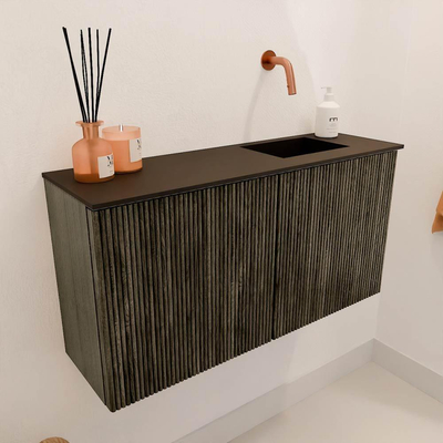 Mondiaz JOYA 80cm meuble de toilette - couleur Shadow - Lavabo FAYE position Droite Sans trou de robinet couleur Urban