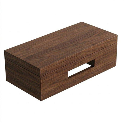 Royal Plaza Terra Planche pour lave-mains - 40x25x10cm - avec porte-serviettes - vasque à poser blanc brillant - robinet de lave-mains chrome - bonde - siphon - châtaigne (noyer)