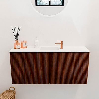 Mondiaz JOYA 90cm toiletmeubel - kleur Ruby - Wastafel FAYE positie Midden 1 kraangat kleur Talc.
