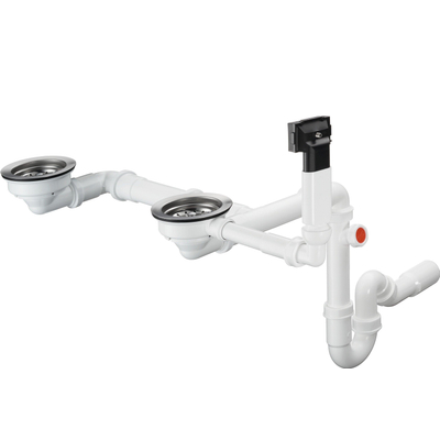Hansgrohe D17-10 mechanische afvoerset voor dubbele waskom graniet chroom