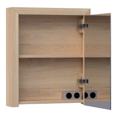 BRAUER Massief eiken Spiegelkast - 60x70x15cm - 1 rechtsdraaiende spiegeldeur - Hout Smoked oak