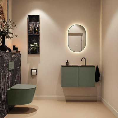 MONDIAZ TURE-DLUX 80cm toiletmeubel Army. EDEN wastafel Lava positie midden. Met 1 kraangat.