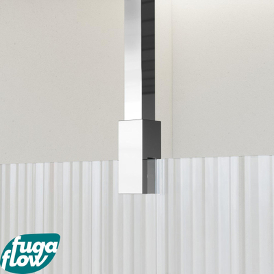 FugaFlow Eccelente Vetro Douche à l'italienne - 90x200cm - Verre nervuré - Bras plafond - Chrome