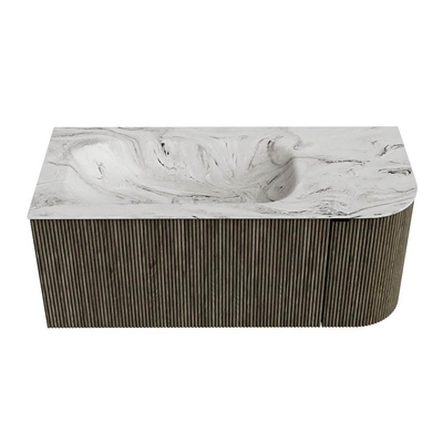 Mondiaz KURVE-DLUX Badkamermeubelset - 105x46x40cm - 1 lade - 1 deur - wastafel solid surface - links - zonder kraangat - Shadow