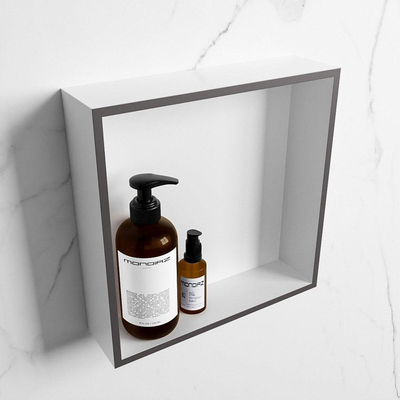Mondiaz Easy nis 29.5x29.5x8cm voor Inbouw/opbouw 1 open vak Solid surface Talc/DarkGrey