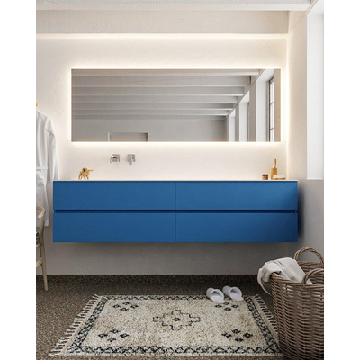 Mondiaz VICA ensemble de meuble de salle de bain - 200cm - meuble sous-vasque jeans - 4 tiroirs - lavabo cloud gauche - sans trou de robinet version XL 60cm de haut