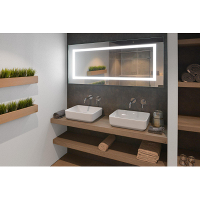 Looox Wood collection Solo plan sous vasque - 100x46cm - Avec suspension inox brossé - Chêne massif gris ancien