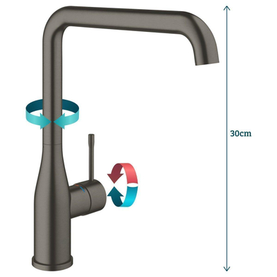 Grohe Essence New Keukenkraan - l uitloop - brushed hard graphite (antraciet)