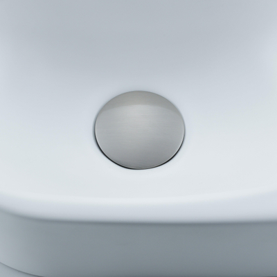 QeramiQ Fuente Ensemble lave-mains - 40x21.5x12cm - droite - lisse - semi-circulaire - 1 trou de robinet - céramique - robinet de lave-mains inox brossé - bonde - siphon abaissé - blanc mat