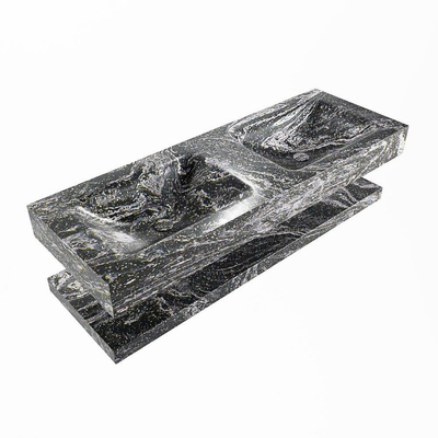 Mondiaz ALAN-DLUX Ensemble de meuble - 130cm - meuble Lava mat - 0 tiroirs - Lavabo Cloud Lava suspendu - vasque Gauche et droite - 0 trous de robinet
