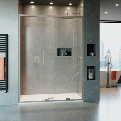 Crosswater Optix 10 Schuifdeur - 120x200cm - 10mm veiligheidsglas - met softclose - geborsteld RVS