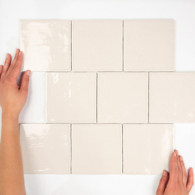 Terravito Viondo wandtegel - 13x13cm - 8mm - vierkant - glans ivoor (wit)