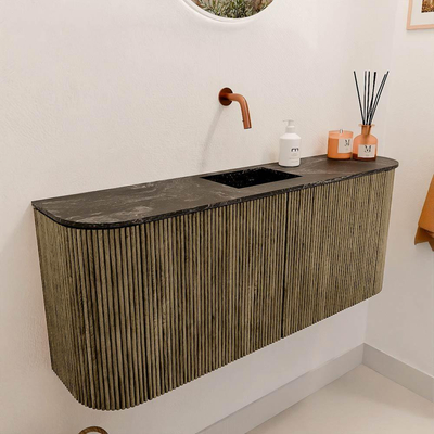 Mondiaz JOYA-DLUX Meuble de salle de bains 103.2cm - arrondis gauche et droite couleur Dusk - Vasque FAYE position Milieu Sans trou de robinet couleur Lava