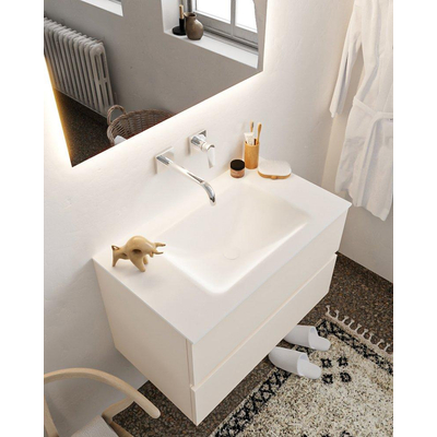 Mondiaz VICA Meuble Linen avec 2 tiroirs 80x50x45cm vasque lavabo Cloud centre sans trou de robinet