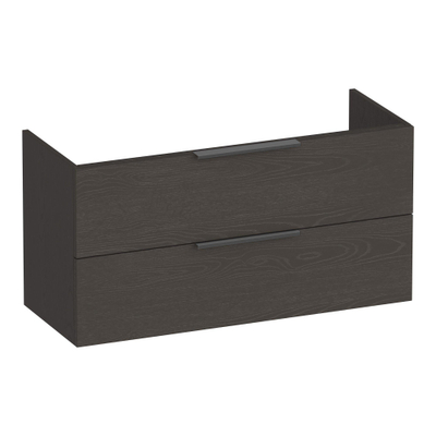 BRAUER Elevate meuble sous-lavabo peu profond 100 sans poignées rapportées 2 tiroirs softclose et 1 découpe pour siphon - Timber Anthracite