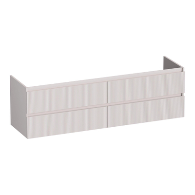 BRAUER Joy Wavy meuble sous-lavabo 160 4 tiroirs à fermeture douce - sans poignée - 2 découpes pour siphon - sable mat