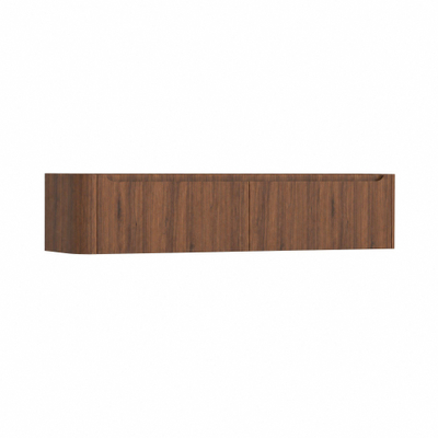 H&R Badmeubelen Juice Wastafelonderkast - 180x45x40cm - linkerhoek afgerond - 2 lades - geïntegreerde greep - Dark oak