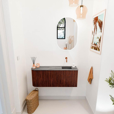 Mondiaz JOYA-DLUX 101.6cm toiletmeubel - ronding links kleur Ruby - Wastafel FAYE positie Rechts Zonder kraangat kleur Sombra.