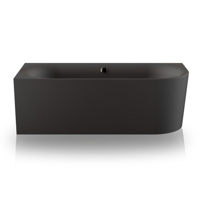 Plieger Kansas Baignoire d'angle - 180x80x60cm - angle gauche - avec arrivée d'eau - avec garniture de vidage et de trop-plein - avec pieds - acrylique - noir mat