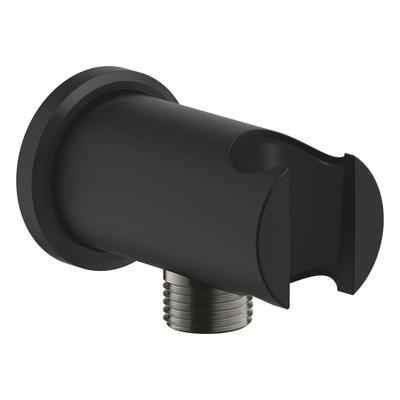 GROHE Rainshower wandaansluitbocht - rond - met houder - phantom black (zwart)