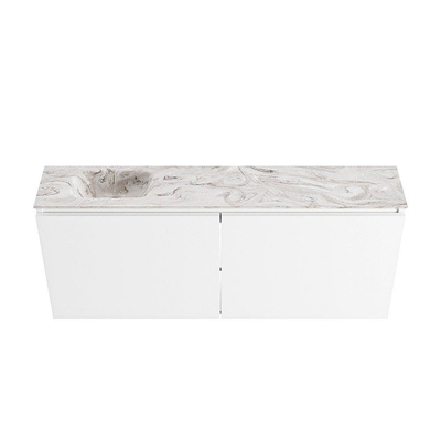 MONDIAZ TURE-DLUX Meuble WC 120 cm Talc. EDEN lavabo Glace position gauche. Avec 1 trou de robinet.