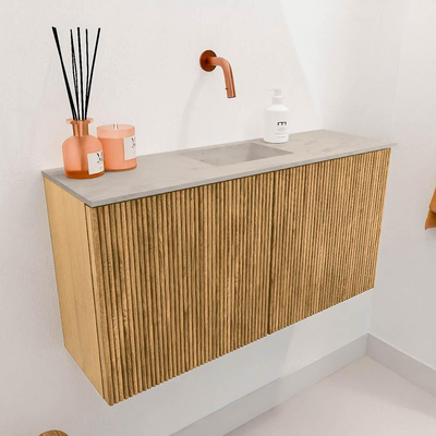 Mondiaz JOYA-DLUX 80cm toiletmeubel - kleur Oak - Wastafel FAYE positie Midden Zonder kraangat kleur Opalo.