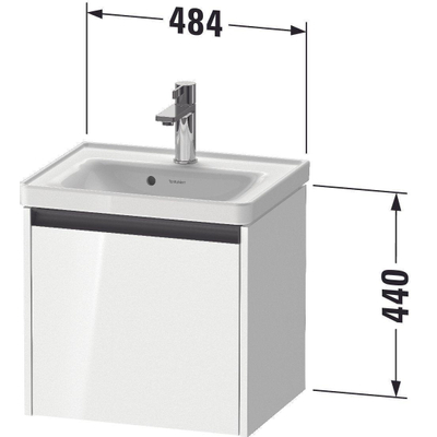 Duravit ketho 2 meuble sous lavabo avec 1 tiroir 48.4x37.5x44cm avec poignée anthracite graphite mat