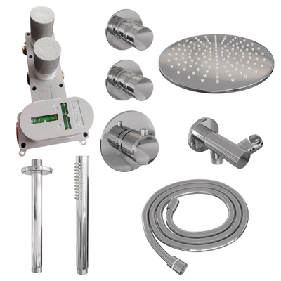 BRAUER Chrome Edition inbouw regendoucheset – Ø30 cm hoofddouche – 20 cm plafondbuis – staafhanddouche – vaste douchehouder