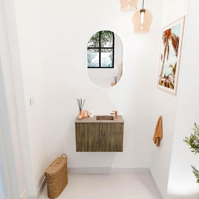 Mondiaz JOYA-DLUX 60cm toiletmeubel - kleur Dusk - Wastafel FAYE positie Rechts 1 kraangat kleur Arena.