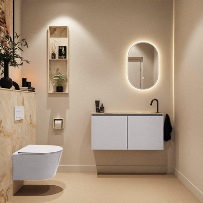 MONDIAZ TURE-DLUX 100cm toiletmeubel Cale. EDEN wastafel Frappe positie rechts. Met 1 kraangat.