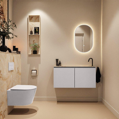 MONDIAZ TURE-DLUX Meuble toilette - 100cm - Cale - EDEN - vasque Frappe - position droite - 1 trou de robinet
