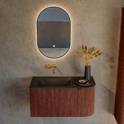 Mondiaz KURVE Badkamermeubelset - 85x46x40cm - 1 lade - 1 deur - wastafel solid surface - links - zonder kraangat - Ruby